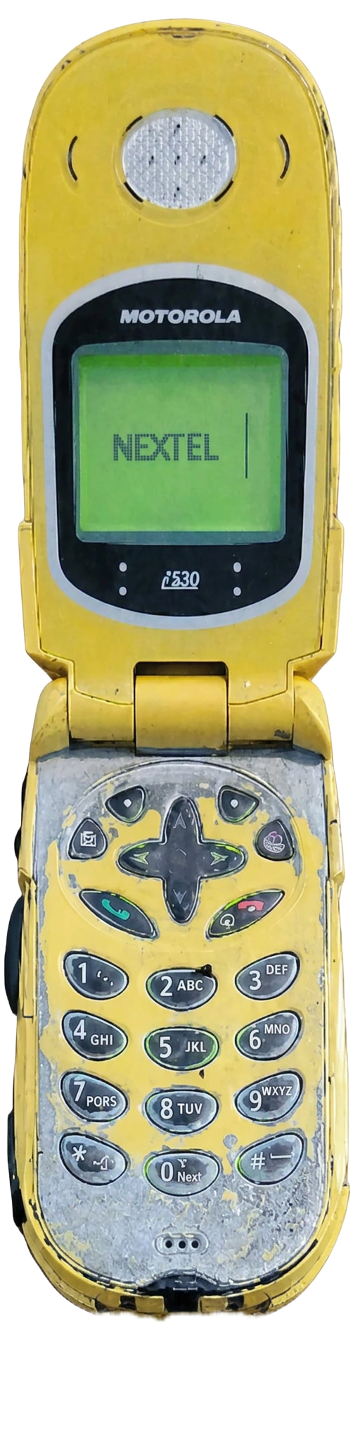 Yellow Nextel flip phone